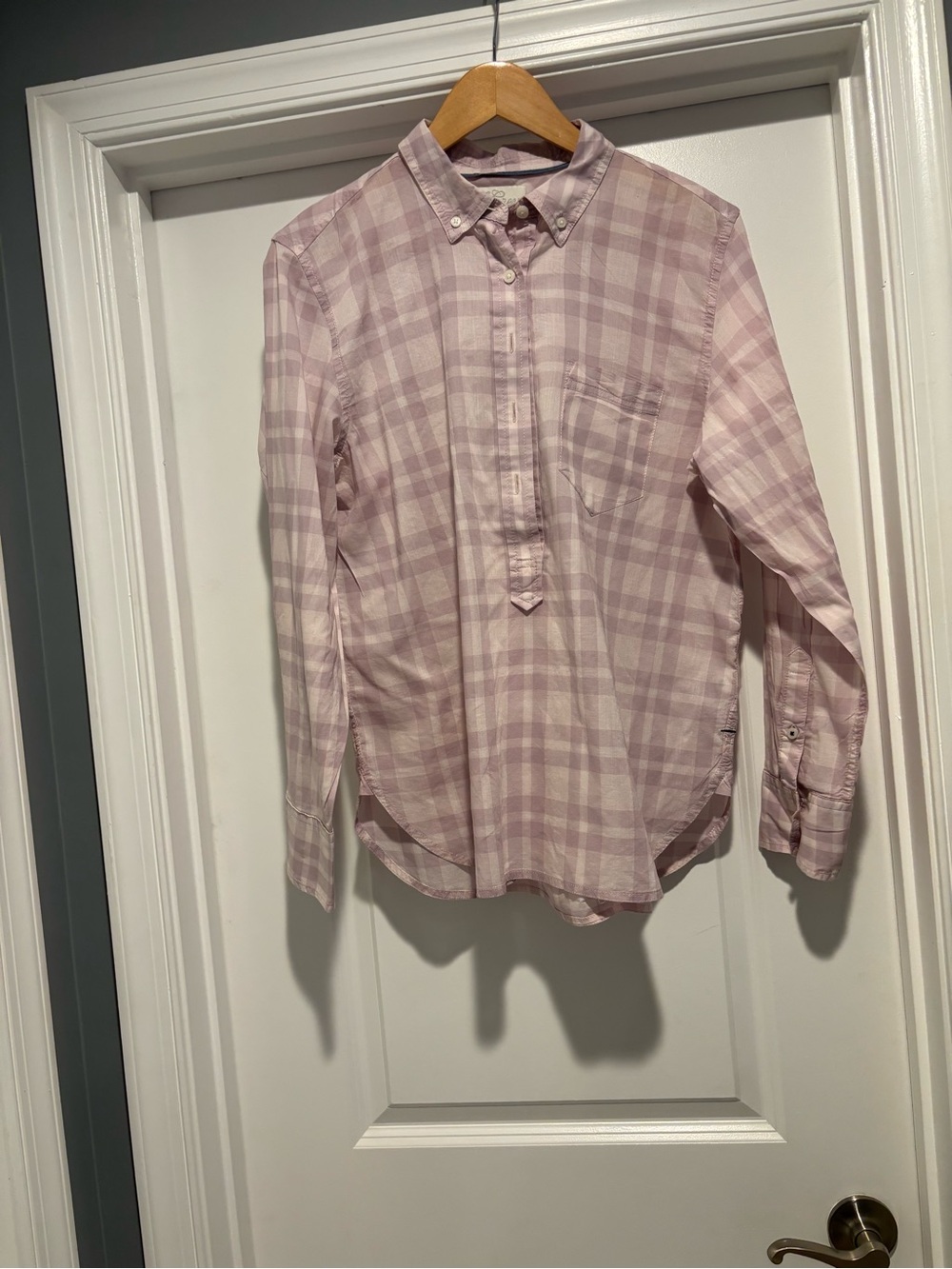 J Crew Woman’s Light Lavender Plaid Button-Down Shirt